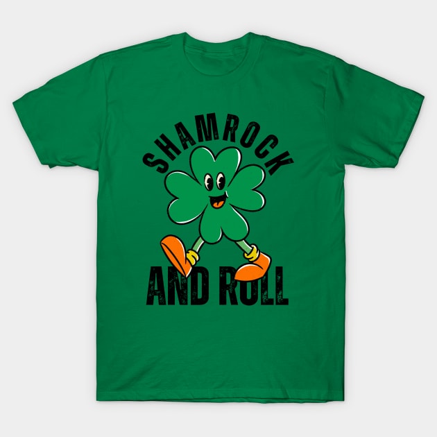 Shamrock And Roll St Patricks Day Reto T-Shirt by Illustradise